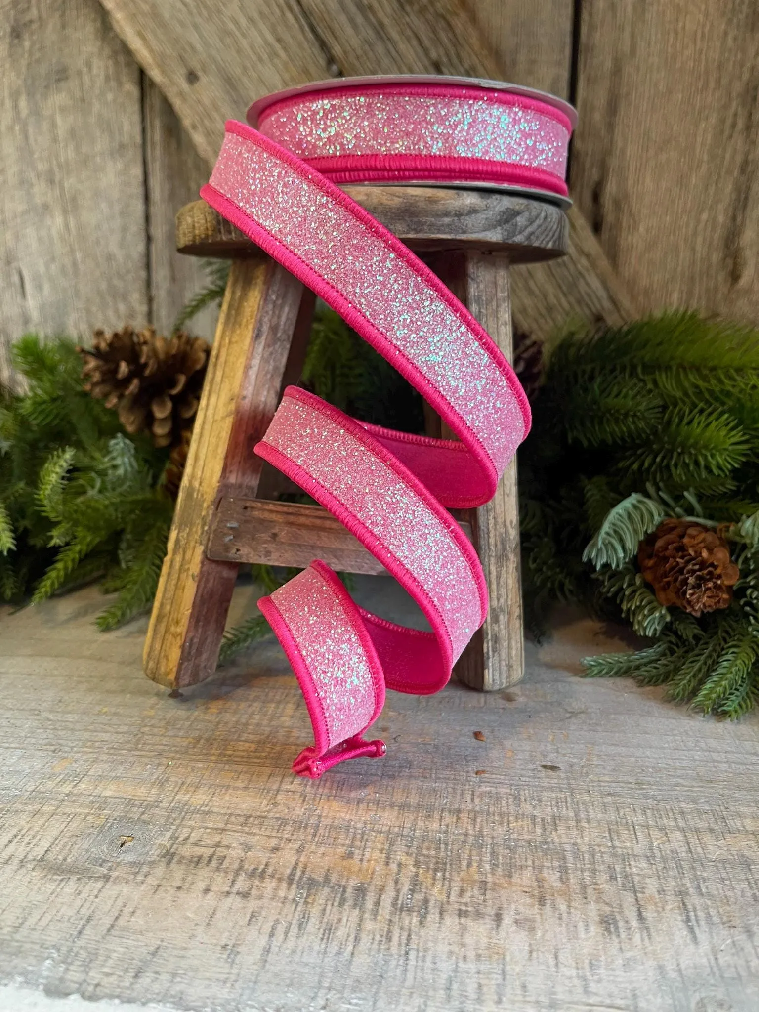 1" Hot Pink Sugar Frost Ribbon, Farrisilk Ribbon