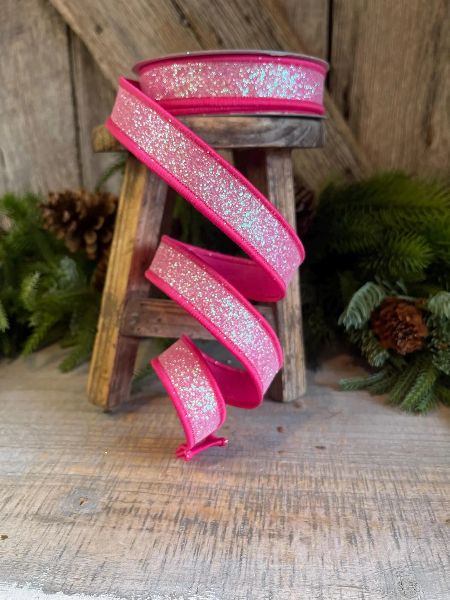 1" Hot Pink Sugar Frost Ribbon, Farrisilk Ribbon