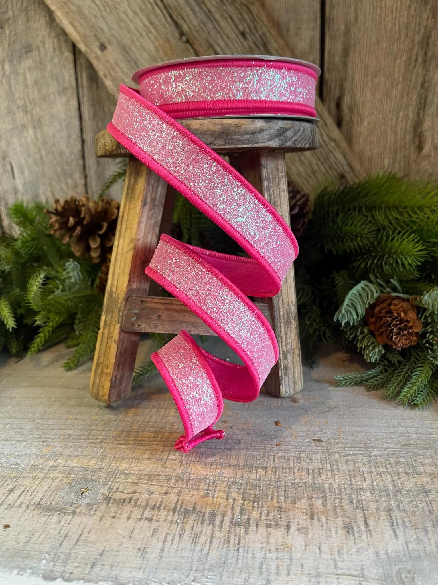 1" Hot Pink Sugar Frost Ribbon, Farrisilk Ribbon