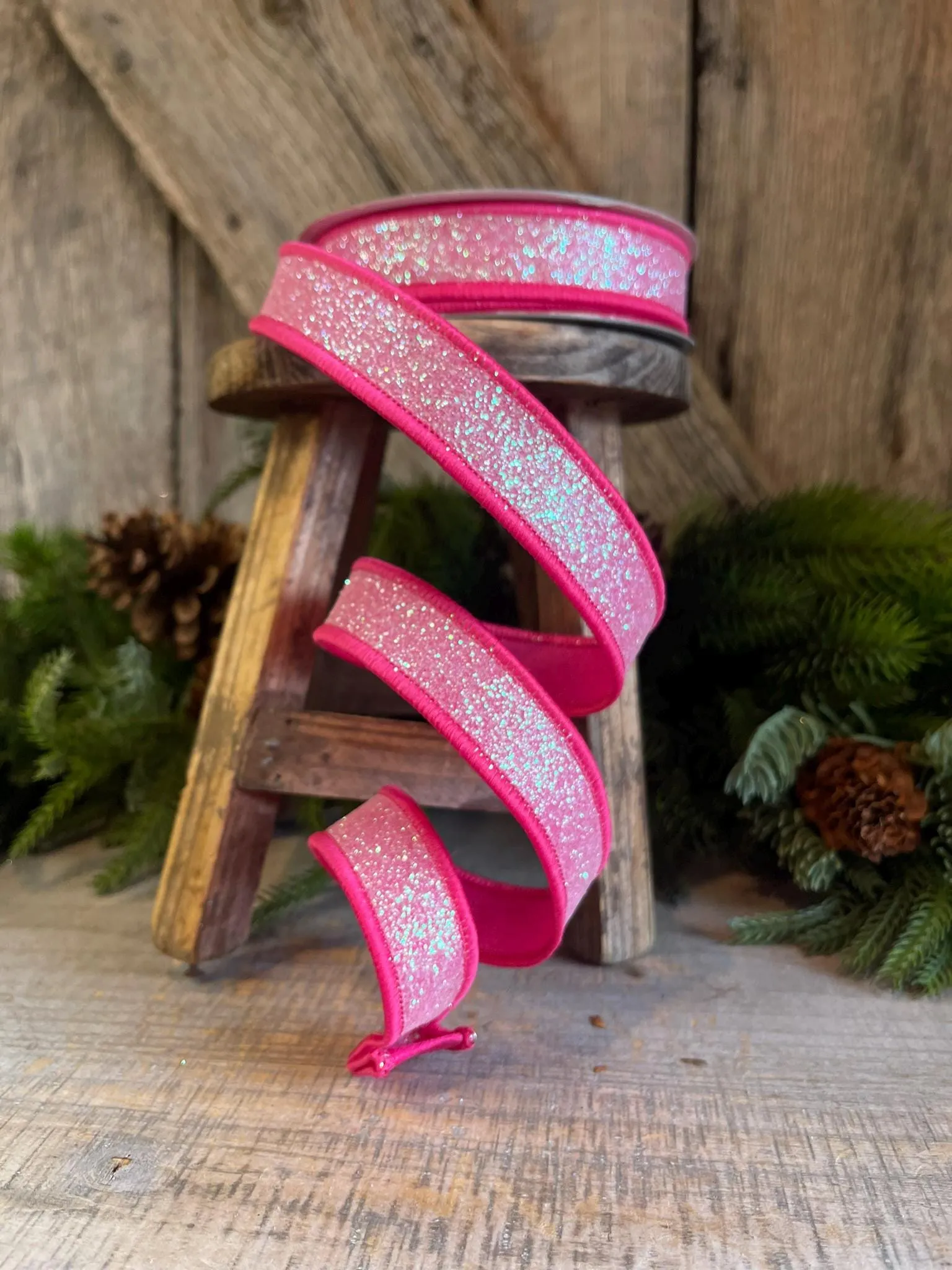 1" Hot Pink Sugar Frost Ribbon, Farrisilk Ribbon