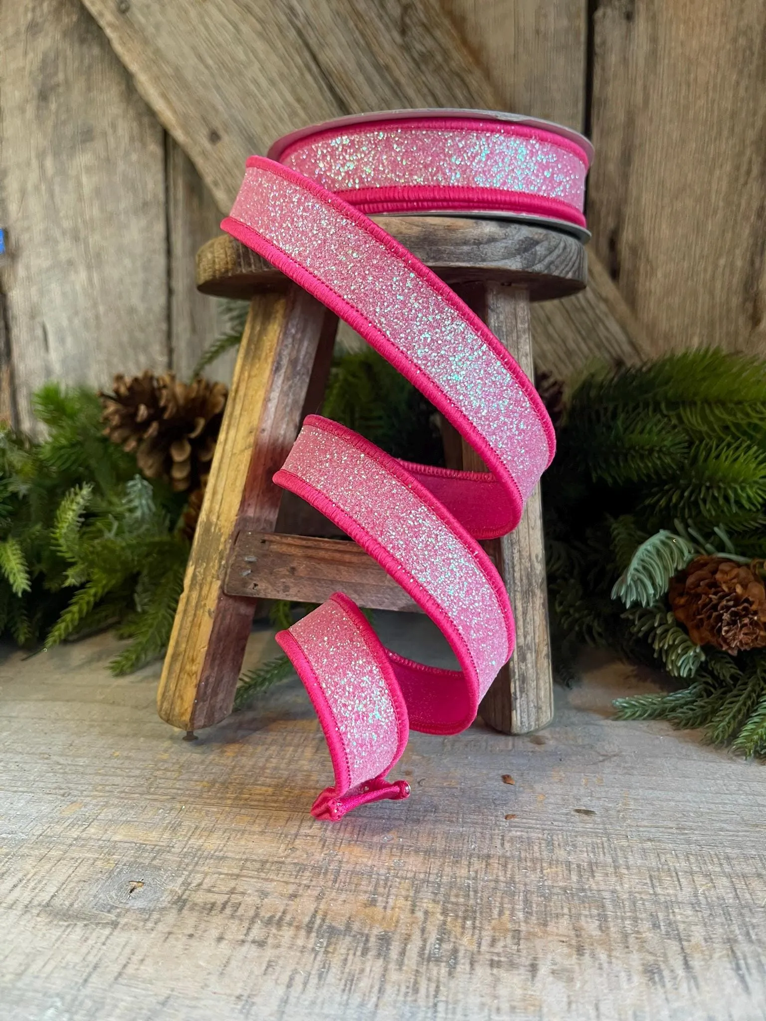 1" Hot Pink Sugar Frost Ribbon, Farrisilk Ribbon