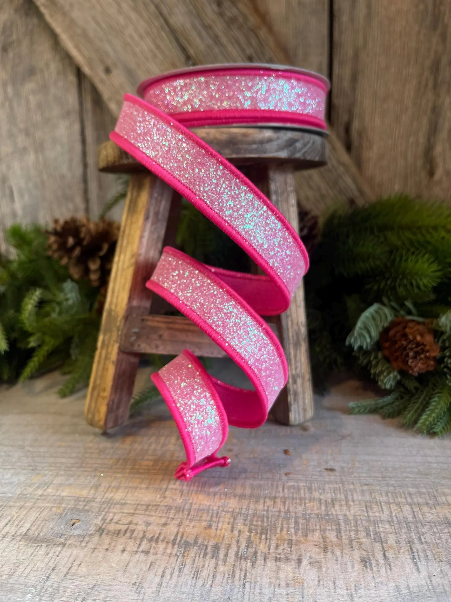 1" Hot Pink Sugar Frost Ribbon, Farrisilk Ribbon