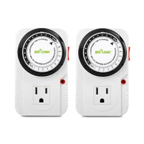 24 Hour Plug-in Mechanical Timer Grounded 2 Pack BN-LINK