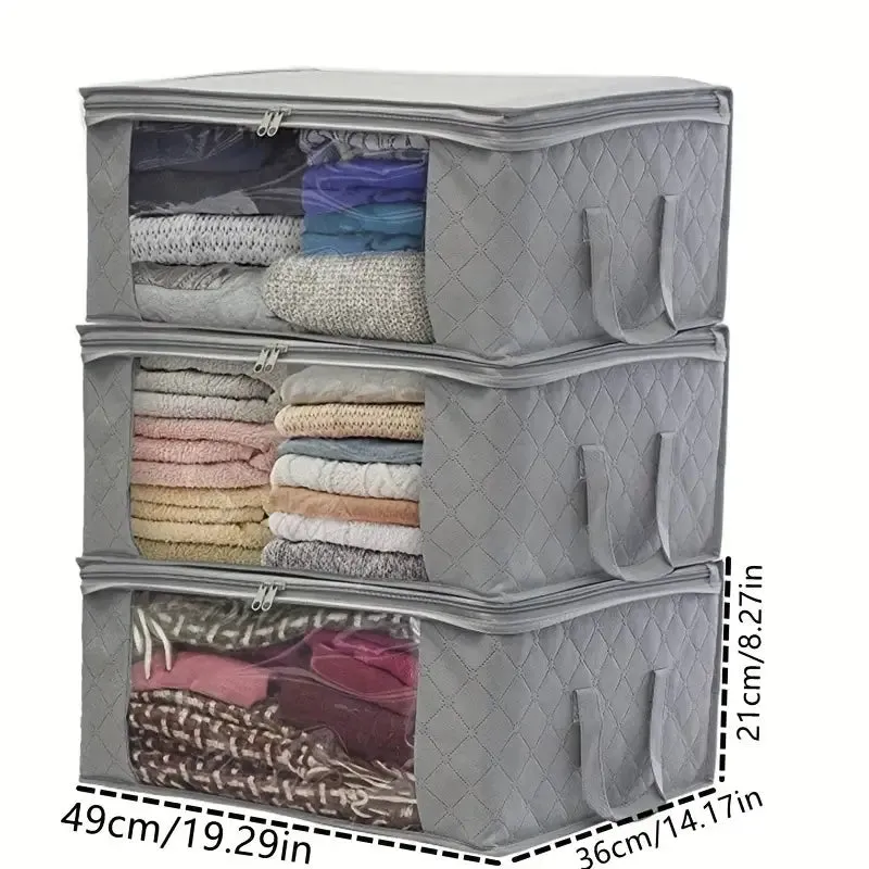 3-Piece Set: Foldable Storage Bags - Large Capacity Clothes Storage Containers