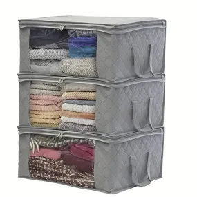 3-Piece Set: Foldable Storage Bags - Large Capacity Clothes Storage Containers