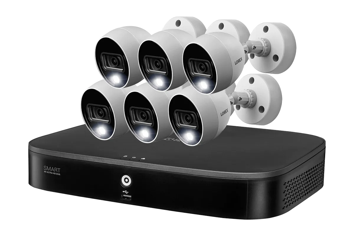 4K Ultra HD Security System with Six 4K (8MP) Active Deterrence Cameras featuring Smart Motion Detection and Smart Home Voice Control