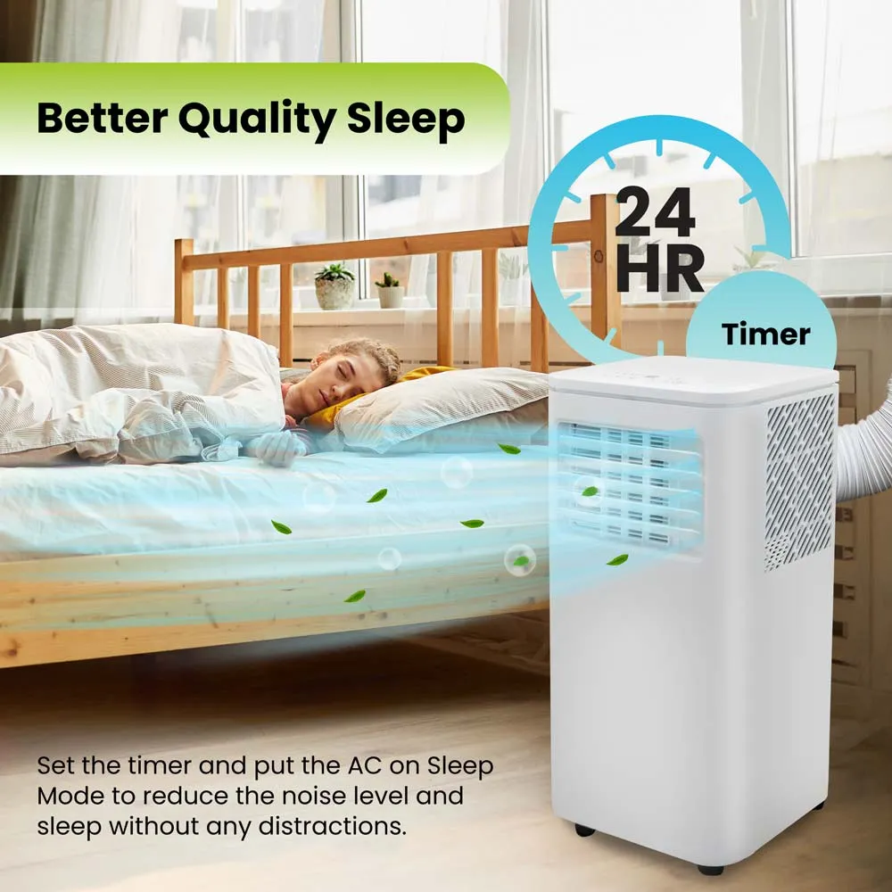 8000 BTU Portable Air Conditioner with Remote, 24H Timer, Dehumidifier, Window Mount Kit Included