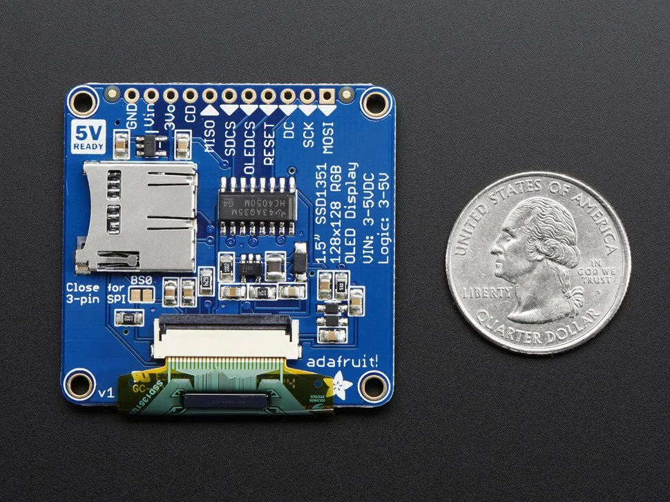 Adafruit OLED Breakout Board - 16-bit Color 1.5" w/microSD holder