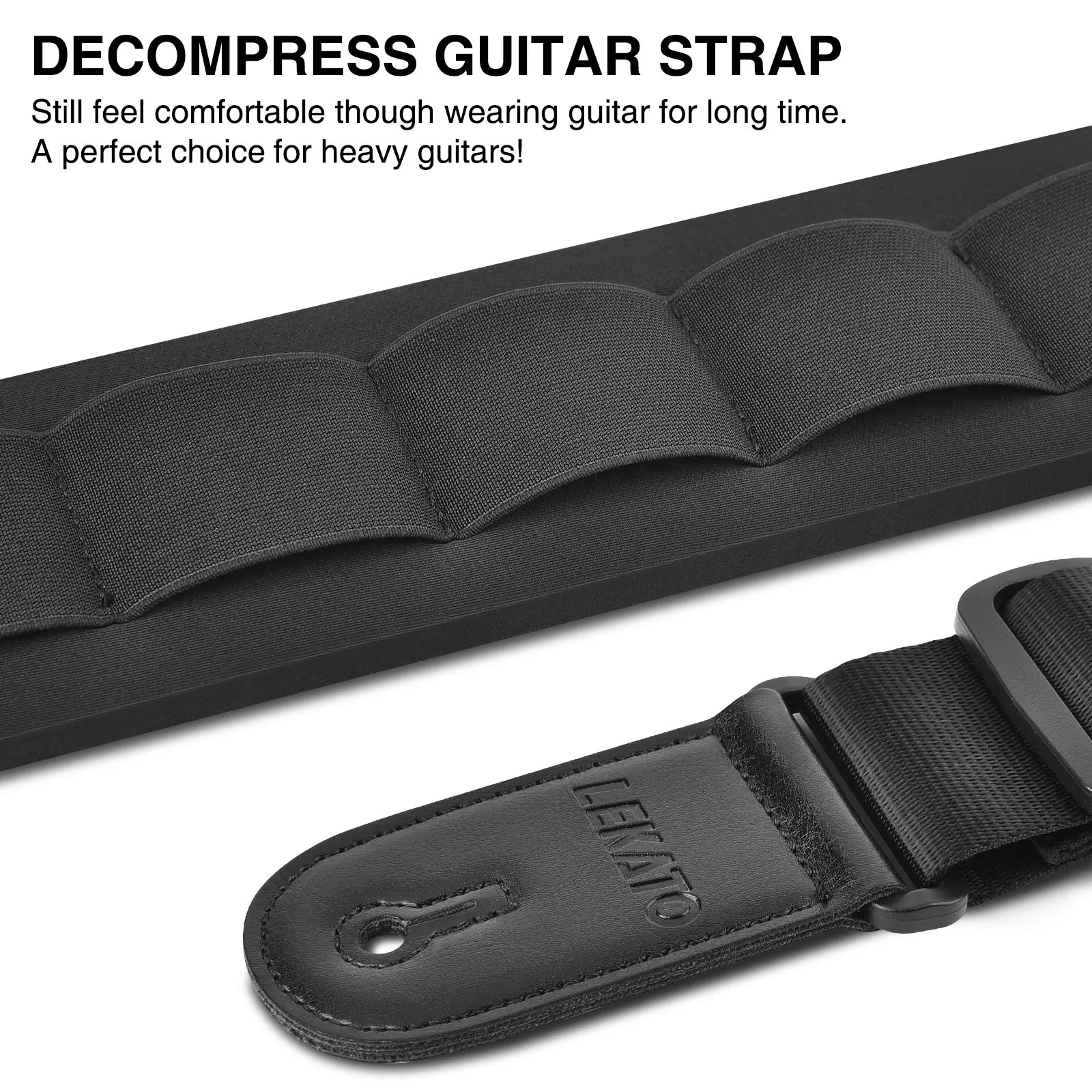 Adjustable 42-58" Bass Guitar Strap Belt w/ 3.3" Sponge Pad Decompression Padded