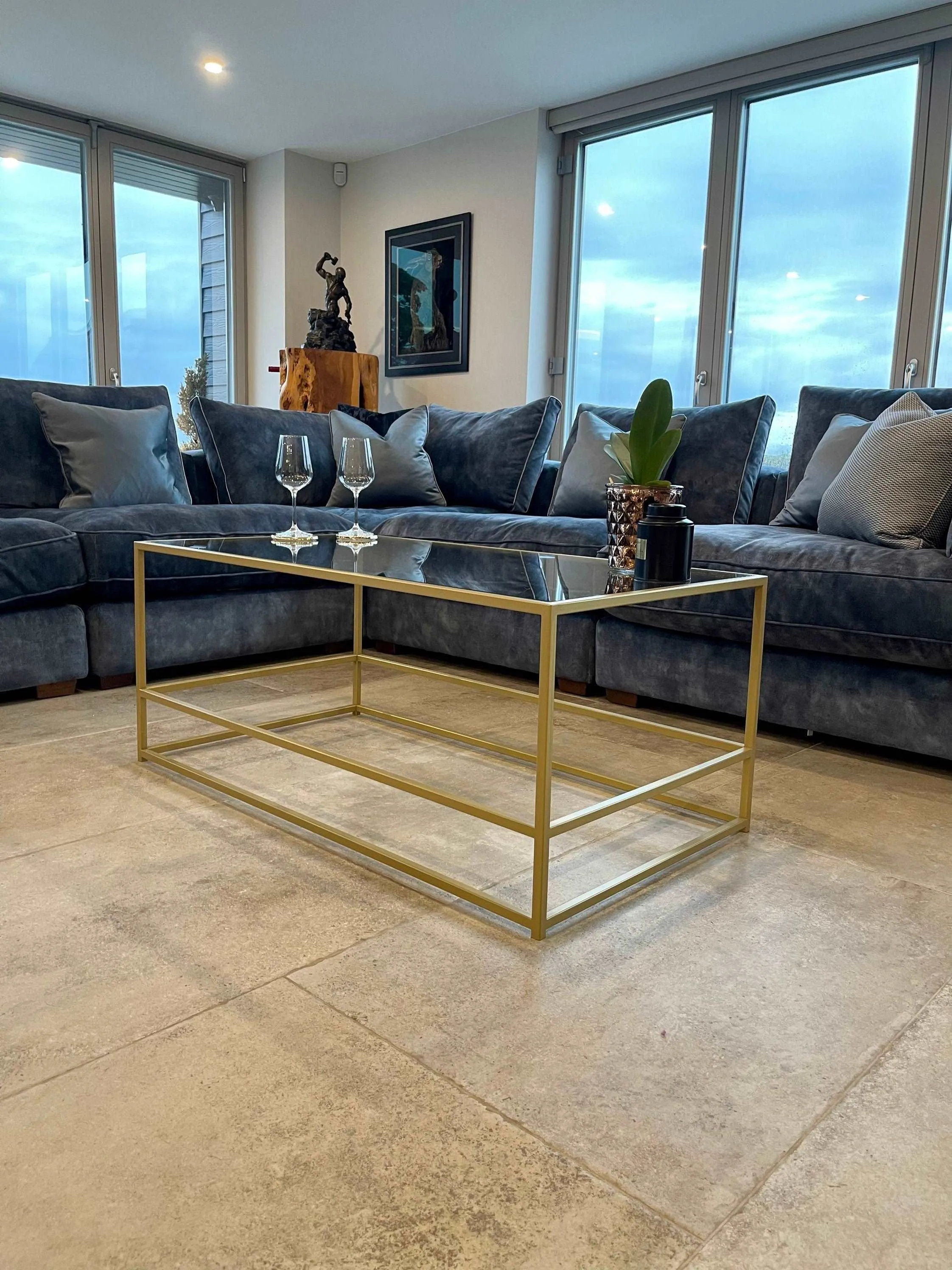 Aria Glass Metal Coffee Table - Gold