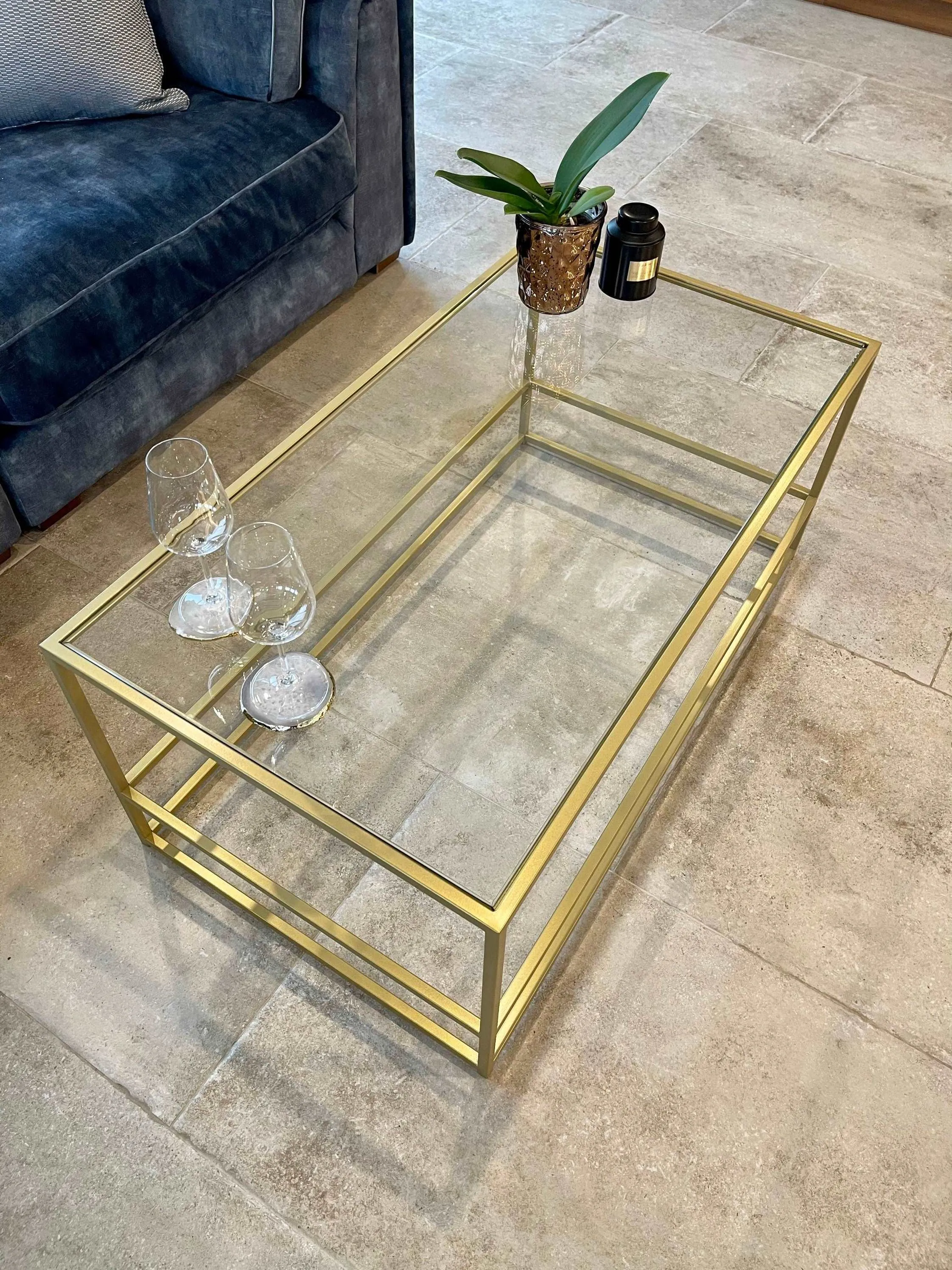 Aria Glass Metal Coffee Table - Gold