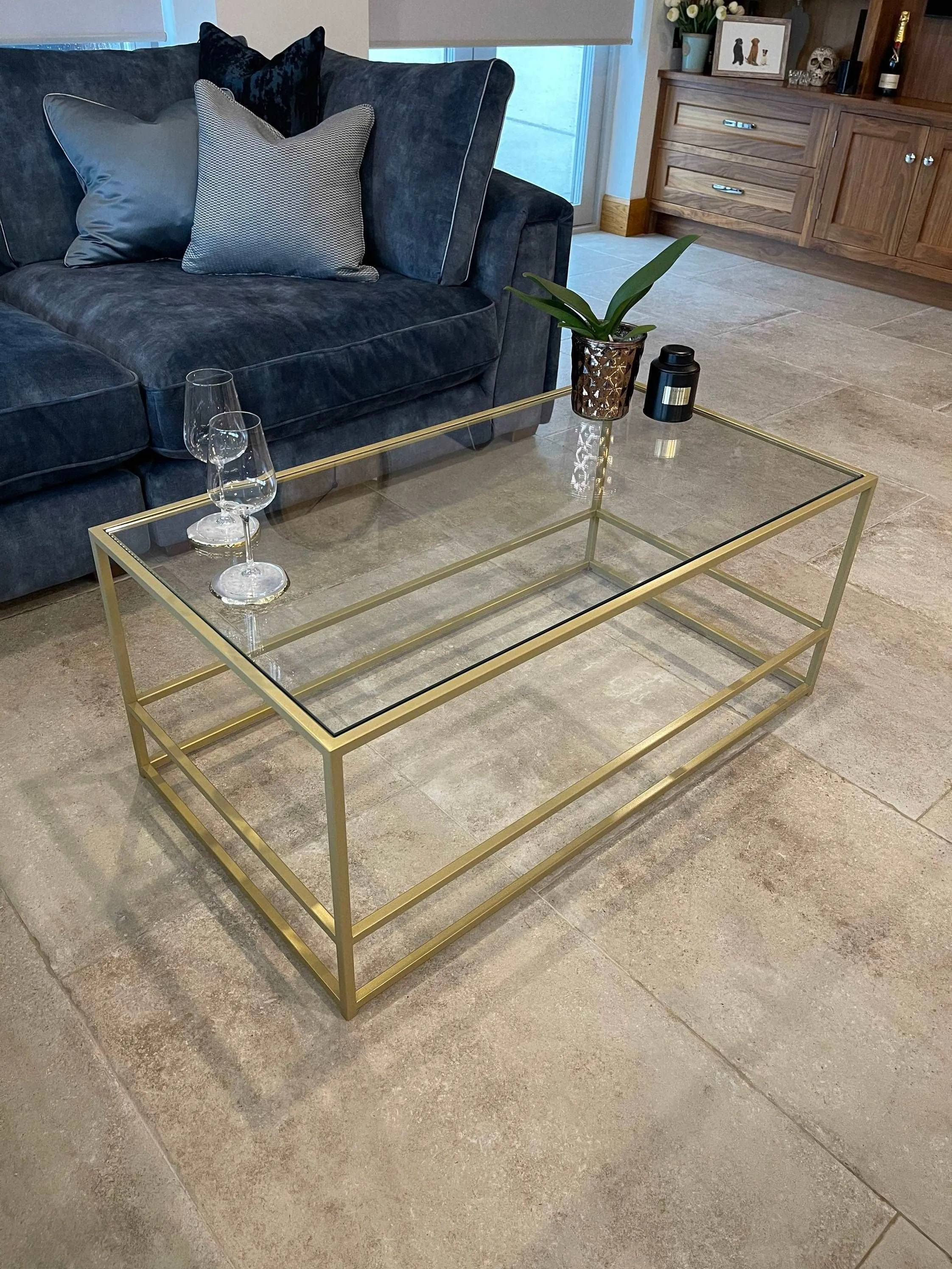 Aria Glass Metal Coffee Table - Gold