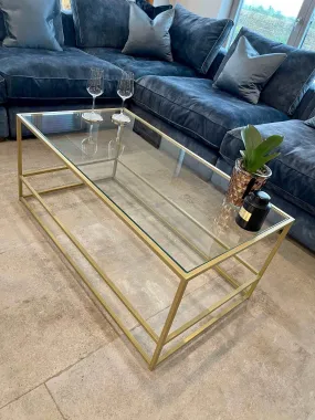 Aria Glass Metal Coffee Table - Gold