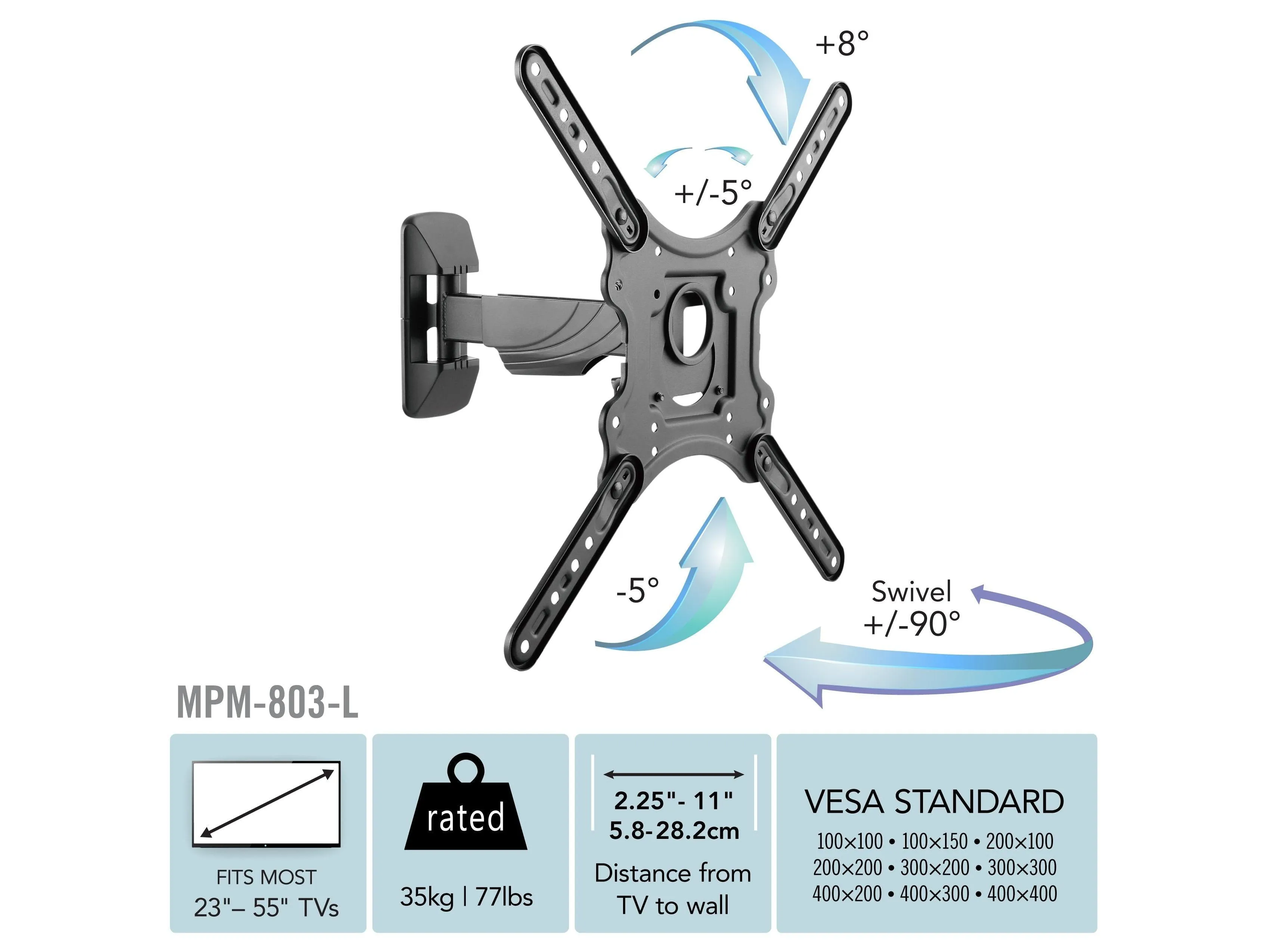 Auticulating TV Wall Mount for 23" - 55" TVs