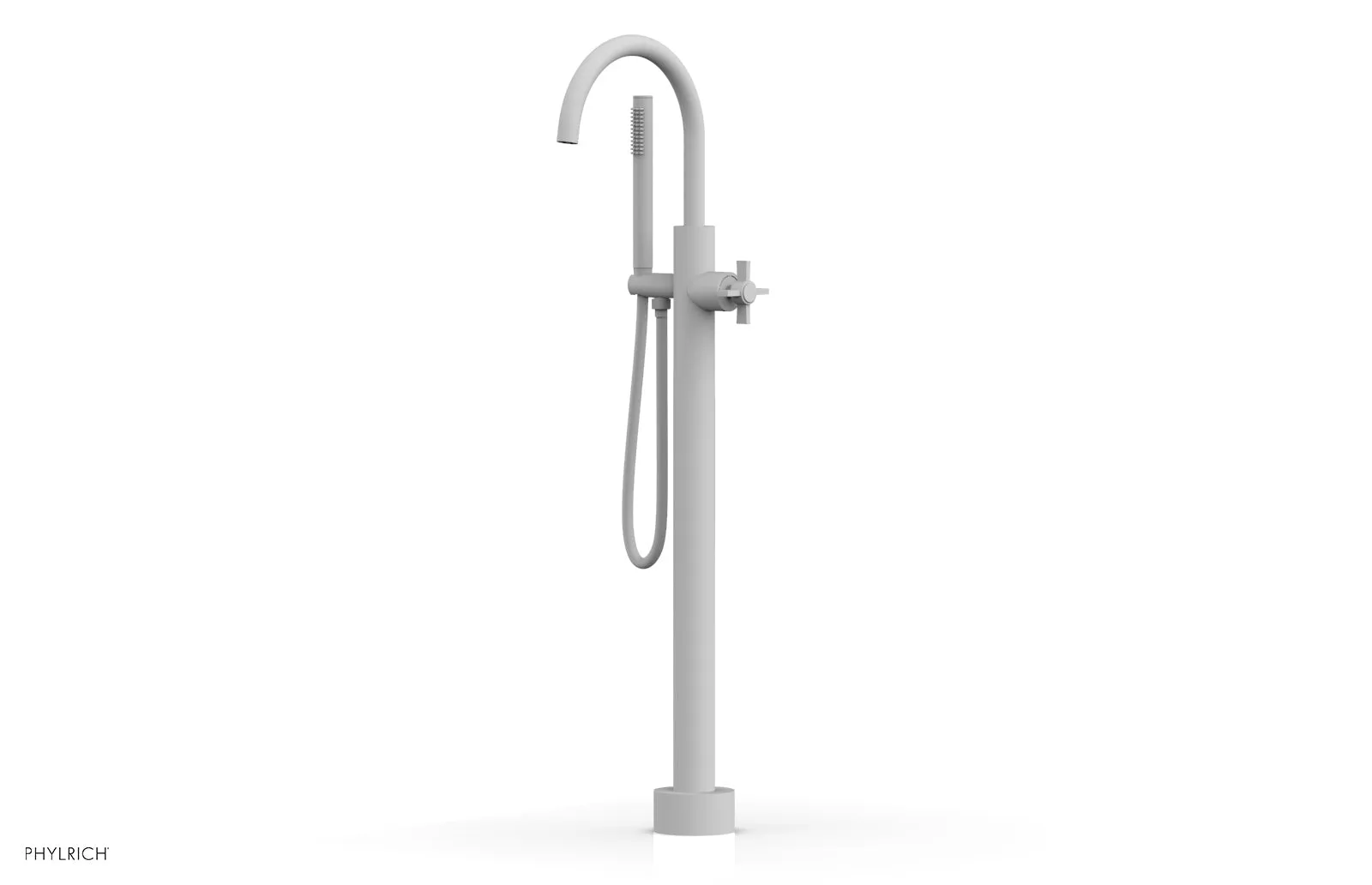 BASIC Tall Floor Mount Tub Filler - Cross Handle with Hand Shower D132-44-01