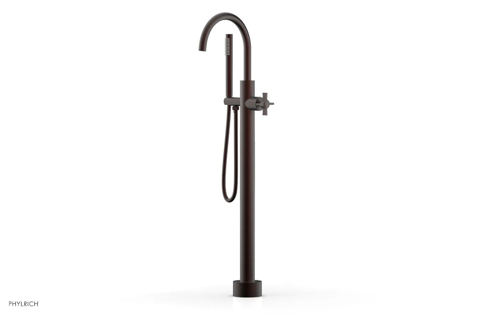 BASIC Tall Floor Mount Tub Filler - Cross Handle with Hand Shower D132-44-01