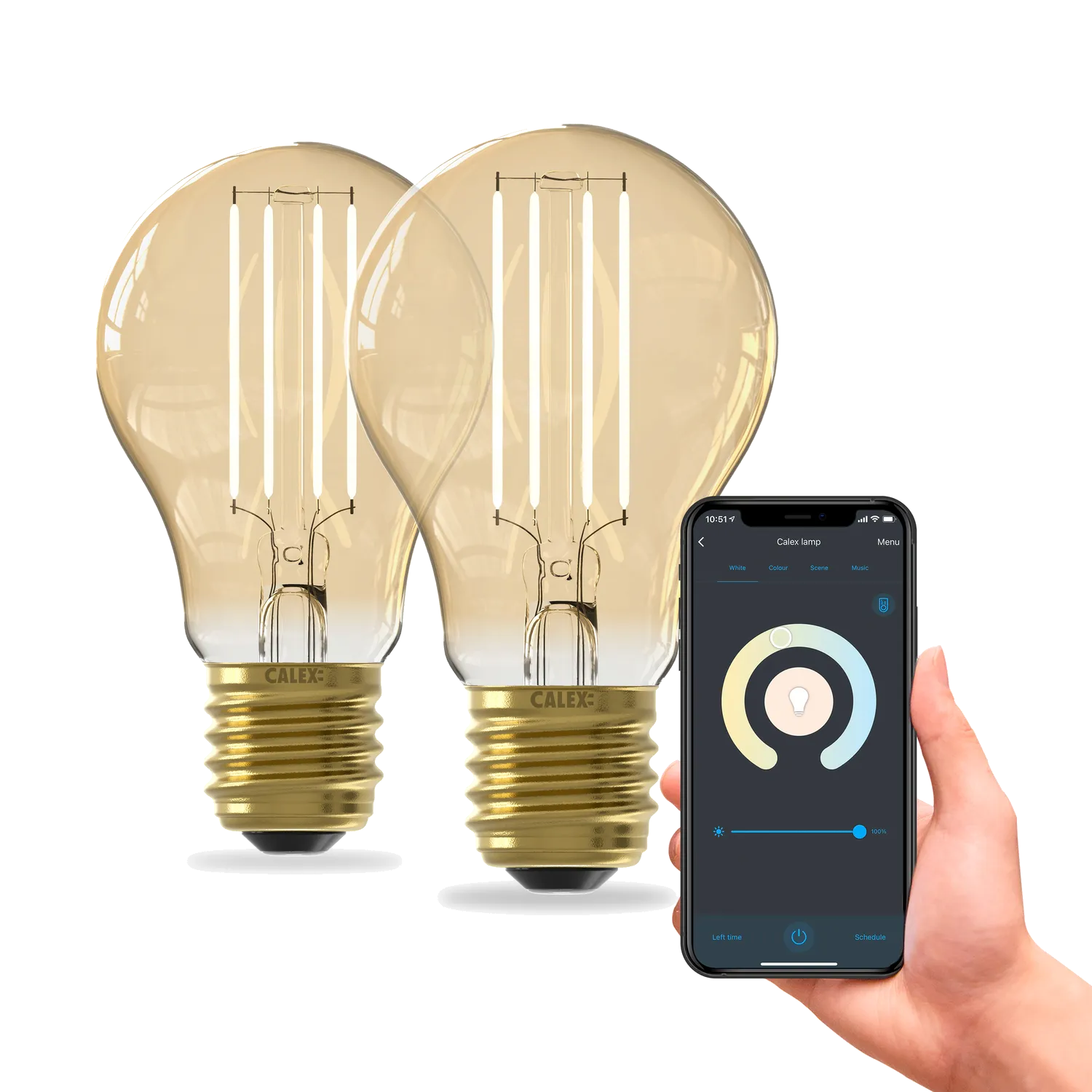 Calex Smart LED Bulb - 2 pieces - E27 - A60 - Gold - Warm White - 7W