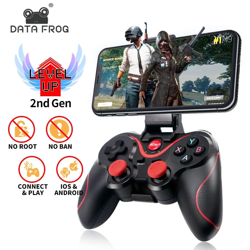 Data Frog Wireless Bluetooth Gamepad Support Official App Game Controller For iphone Android Smart Phone For PS3 PC TV Box