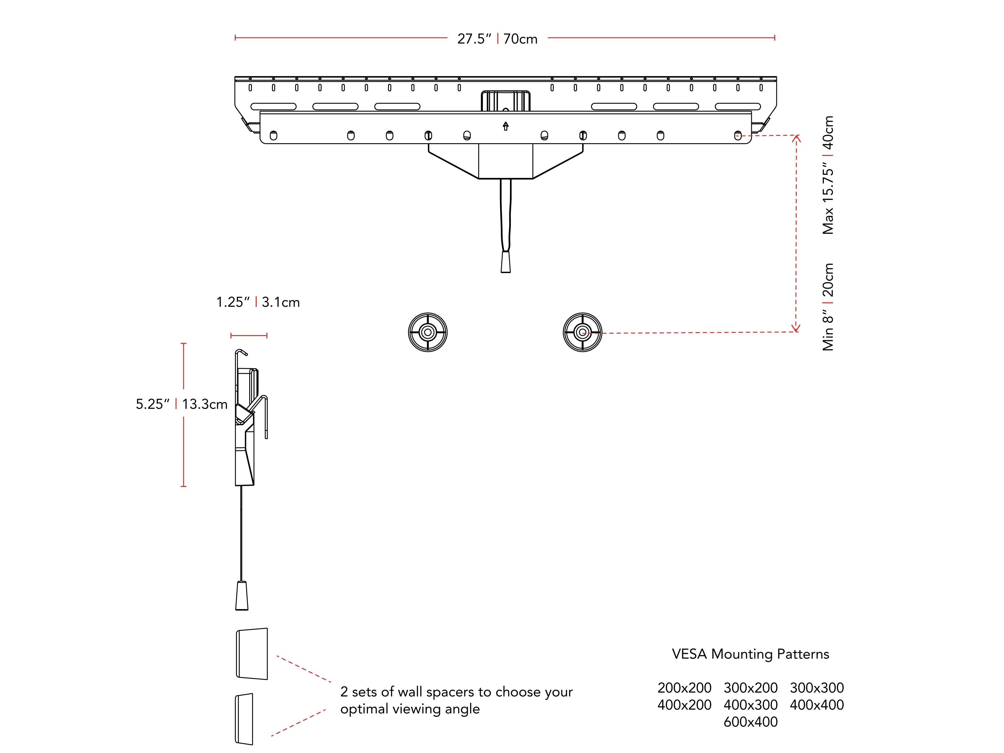 Drywall TV Mount for 37" - 80" TVs