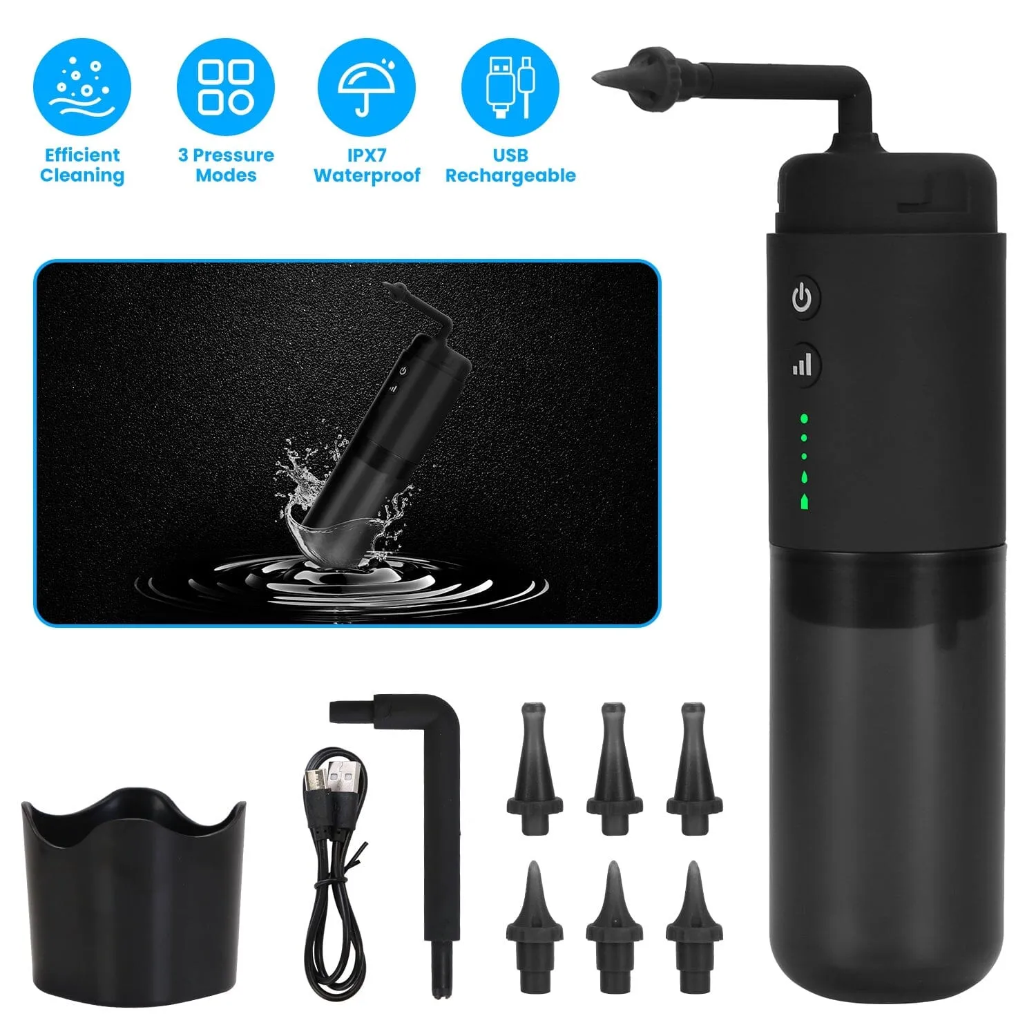 Electric Ear Wax Removal Kit with 3 Modes 6 Ear Tips IPX7 Waterproof USB Rechargeable