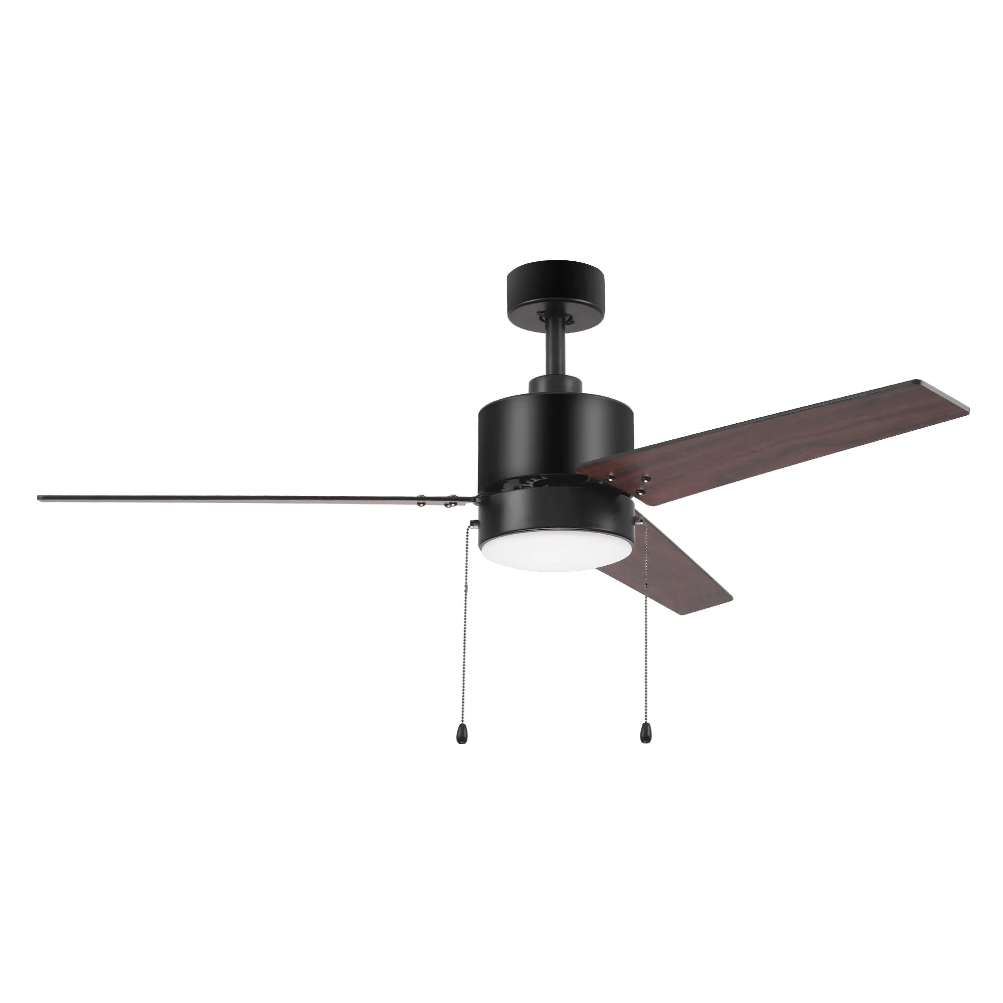 EMPIRE 52 inch 3-Blade Ceiling Fan with Pull Chain - Black/Black & Cherrywood (Reversible Blades)