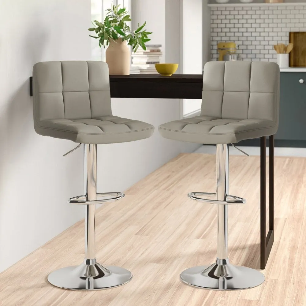 Grey Faux Leather Bar Stool