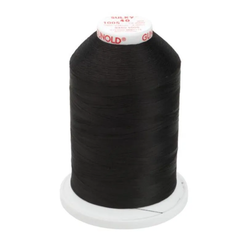 Gunold Rayon Embroidery Thread - Sulky 40 - 5000m - 1005 - Black