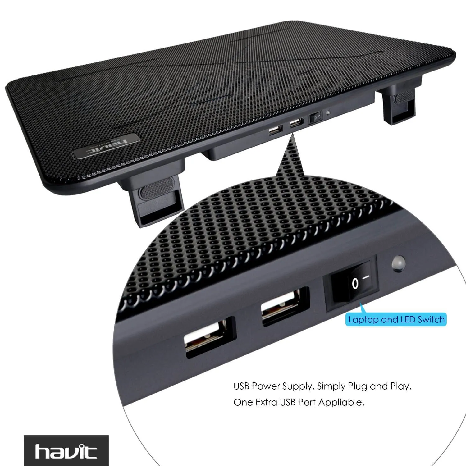 HAVIT HV-F2056 15.6"-17" Laptop Cooler Cooling Pad - Portable USB Powered (3 Fans)