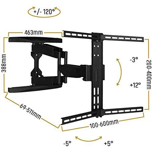 KORAMZI KWM3664AT-PRO Articulating TV Wall Mount for Curved & Flat Pane