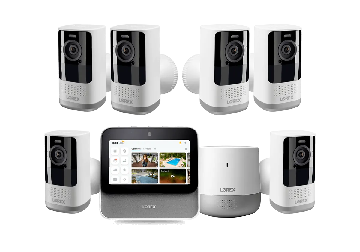 Lorex Smart Home Security Center with 2K Battery Operated Cameras and Range Extender