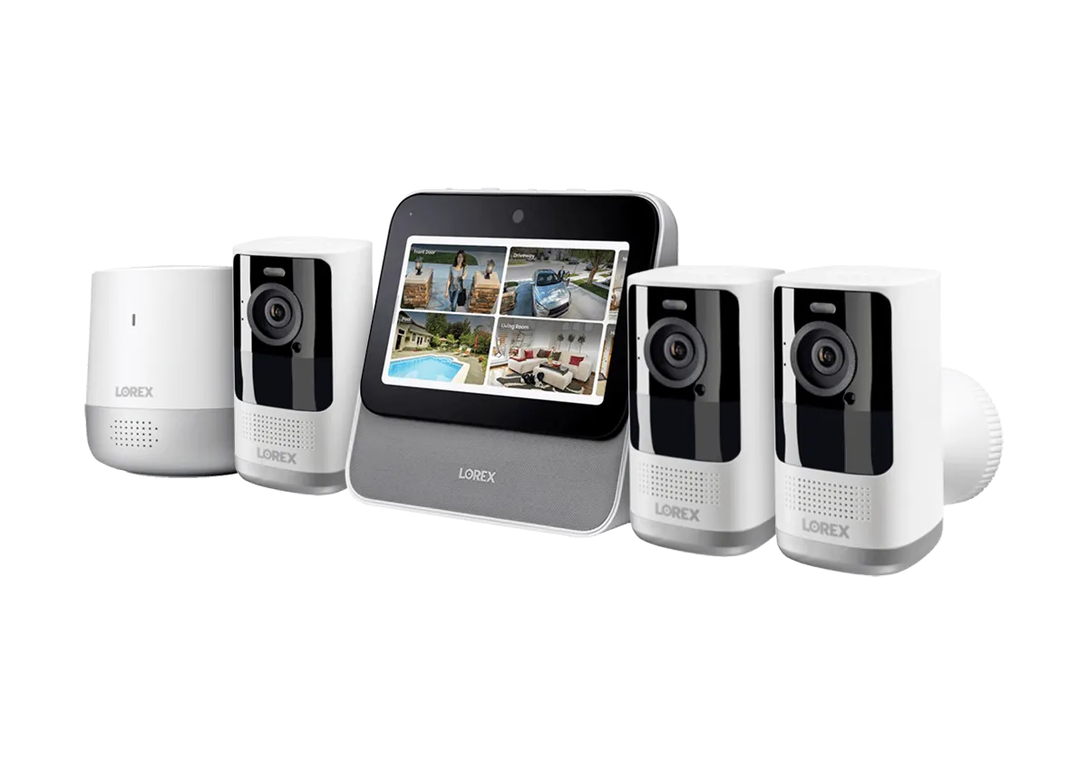 Lorex Smart Home Security Center with 2K Battery Operated Cameras and Range Extender