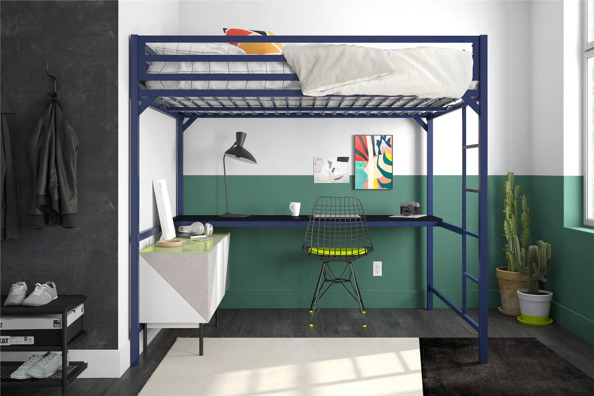 Miles Metal Loft Bed with Desk