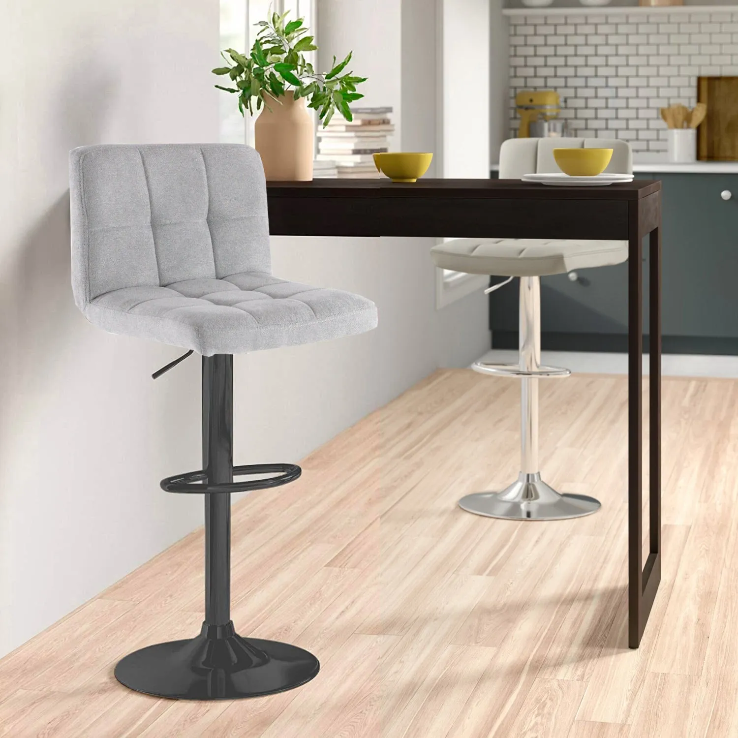 Neo Grey Fabric Bar Stool