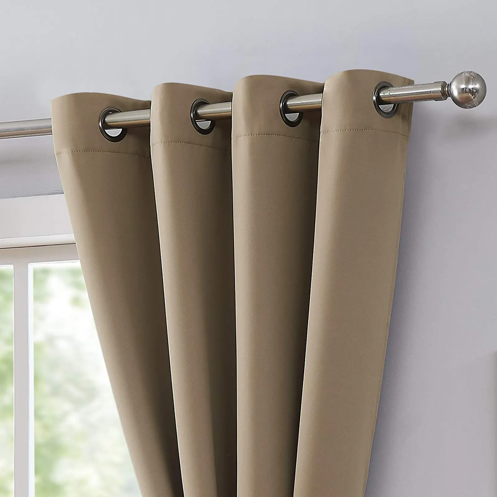 Red Co. Blackout Curtain with Grommets and Rope Tieback - Single Panel