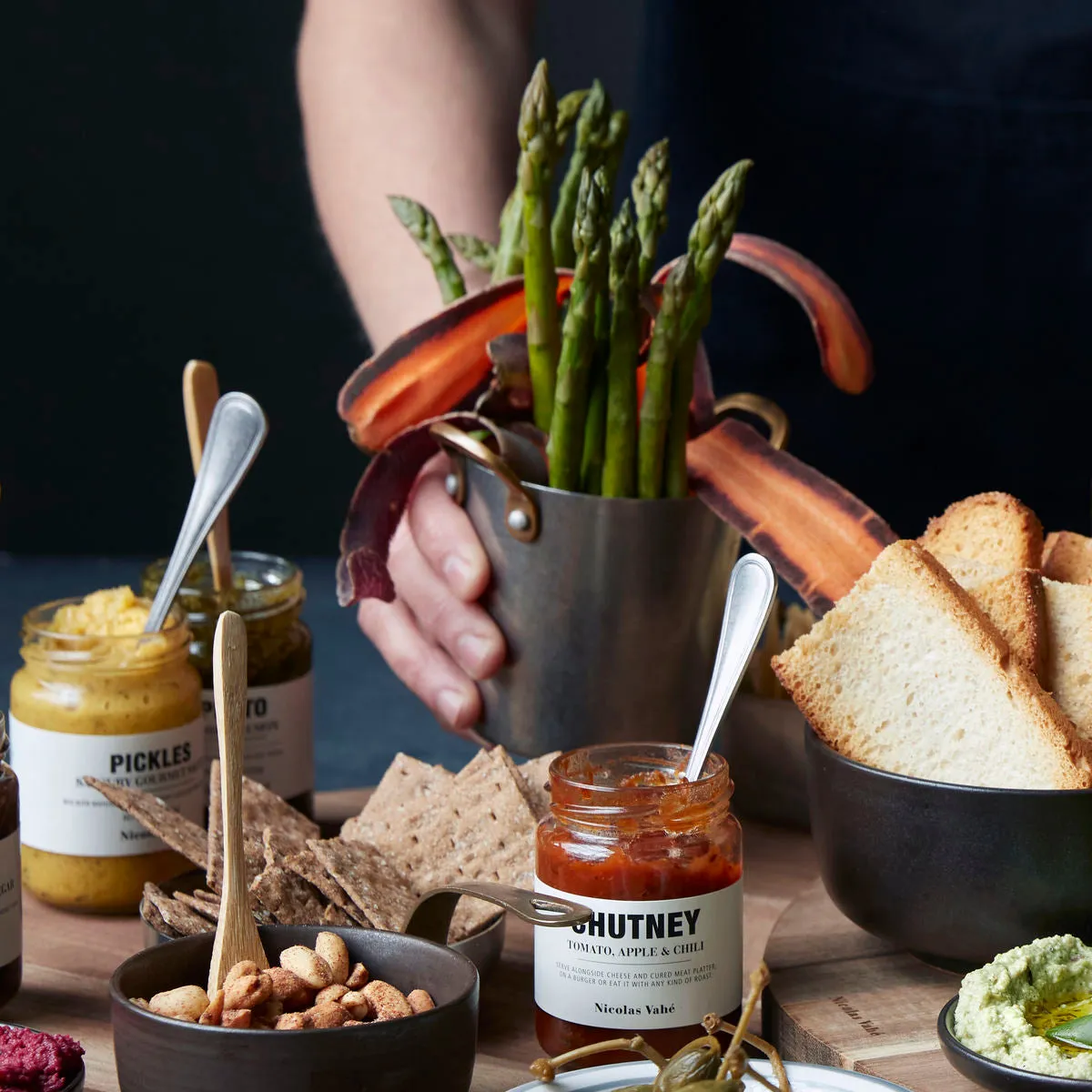 Small Stainless Steel Food Presentation Buckets with Brass Handles