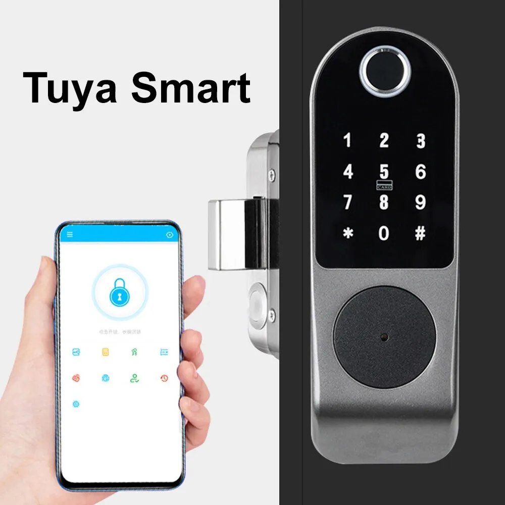 smart door lock Tuya WIFI Enabled Fingerprint and Touchscreen Smart Lock 5-in-1 Keyless Entry Secure Finger ID Anti-peep Code