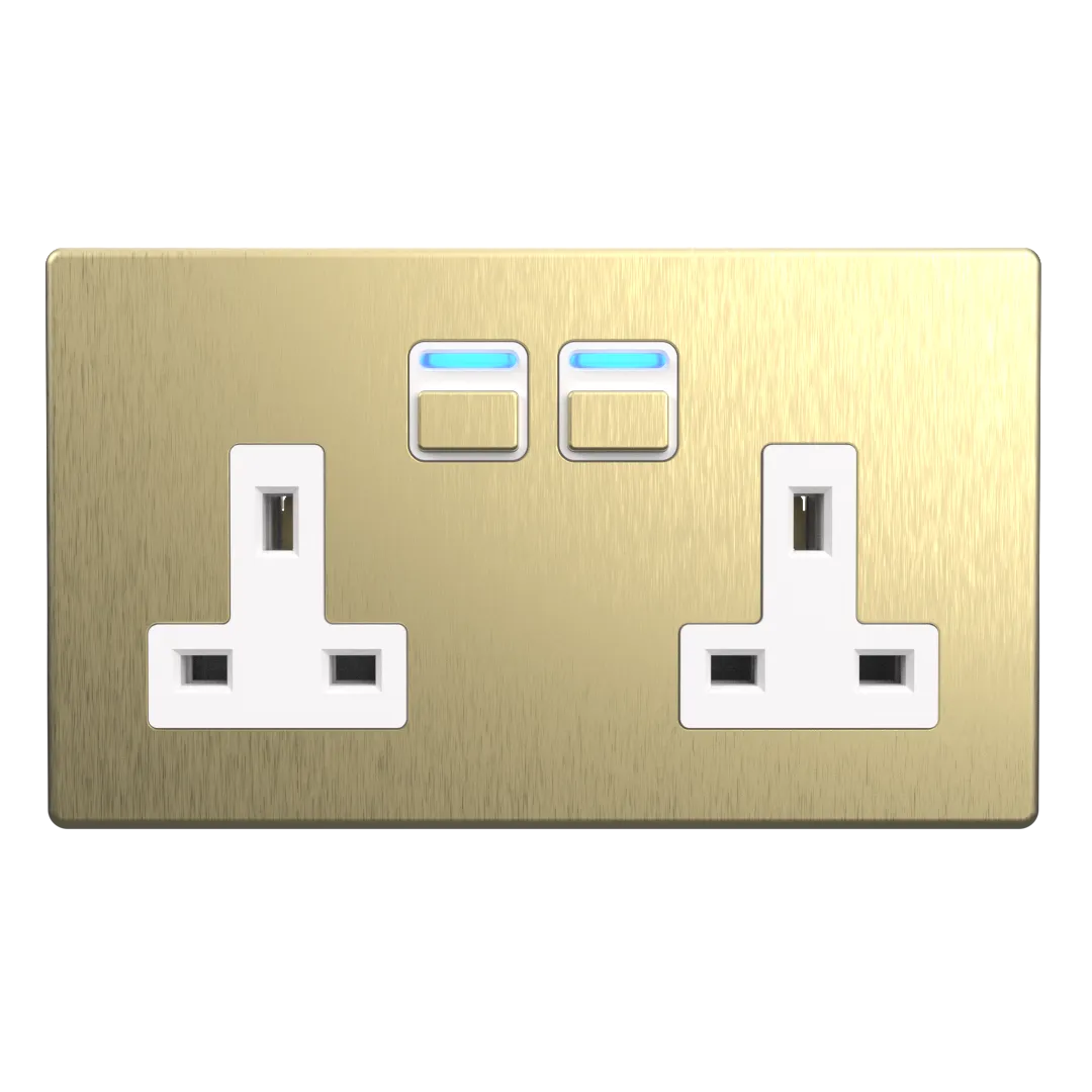 Smart Socket (2 gang) - Brushed Brass