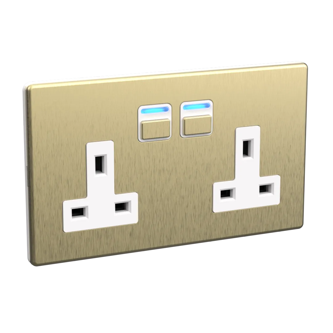 Smart Socket (2 gang) - Brushed Brass