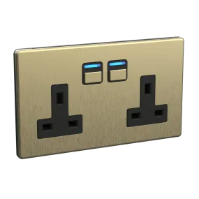 Smart Socket (2 gang) - Brushed Brass