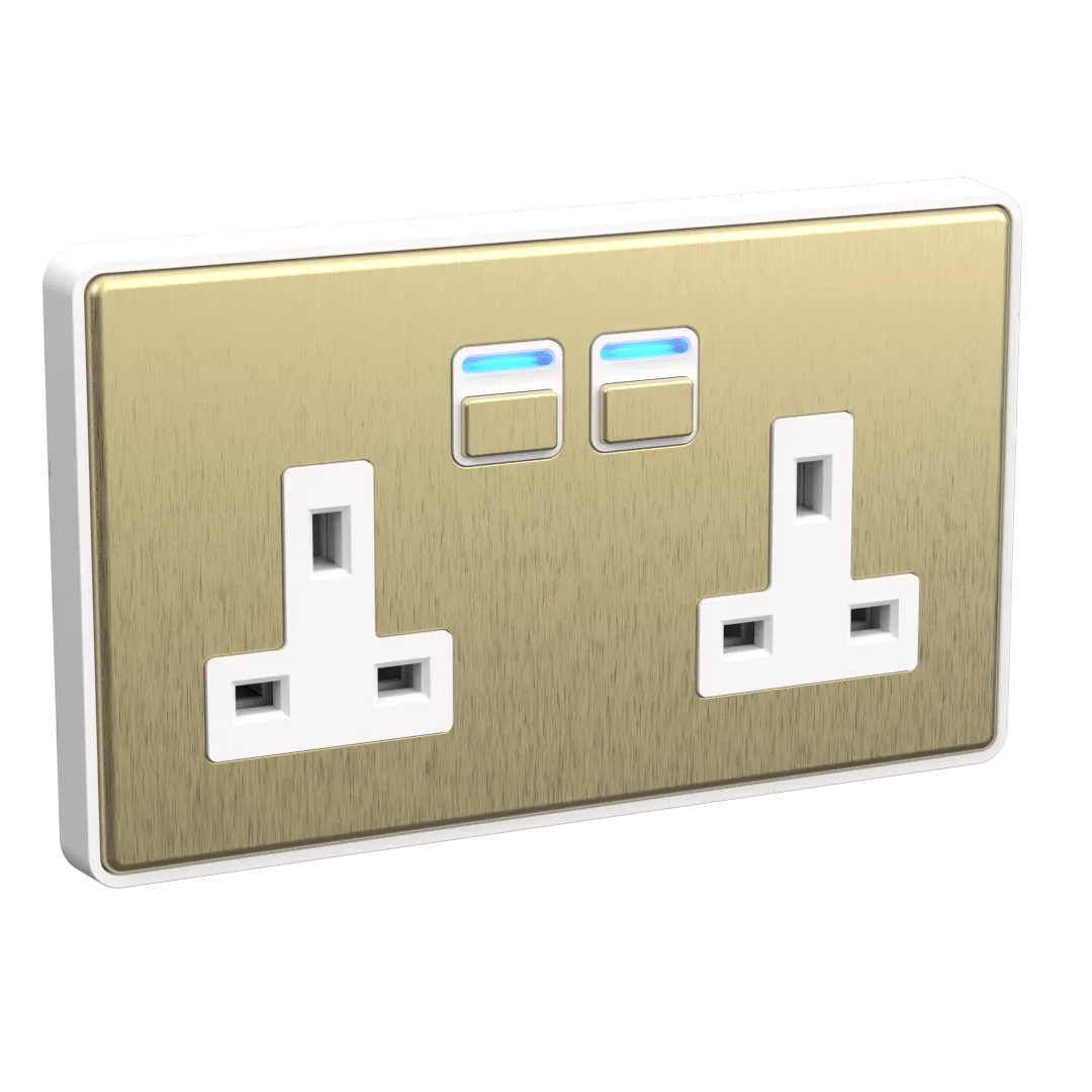 Smart Socket (2 gang) - Brushed Brass