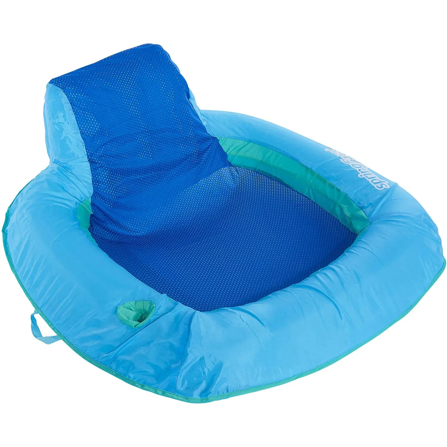 SwimWays 6060074 Spring Float SunSeat Comfortable Summertime Relaxation Lounge Seat with Cup Holder for Water Pool Lake River Ocean Pond Beach, Blue