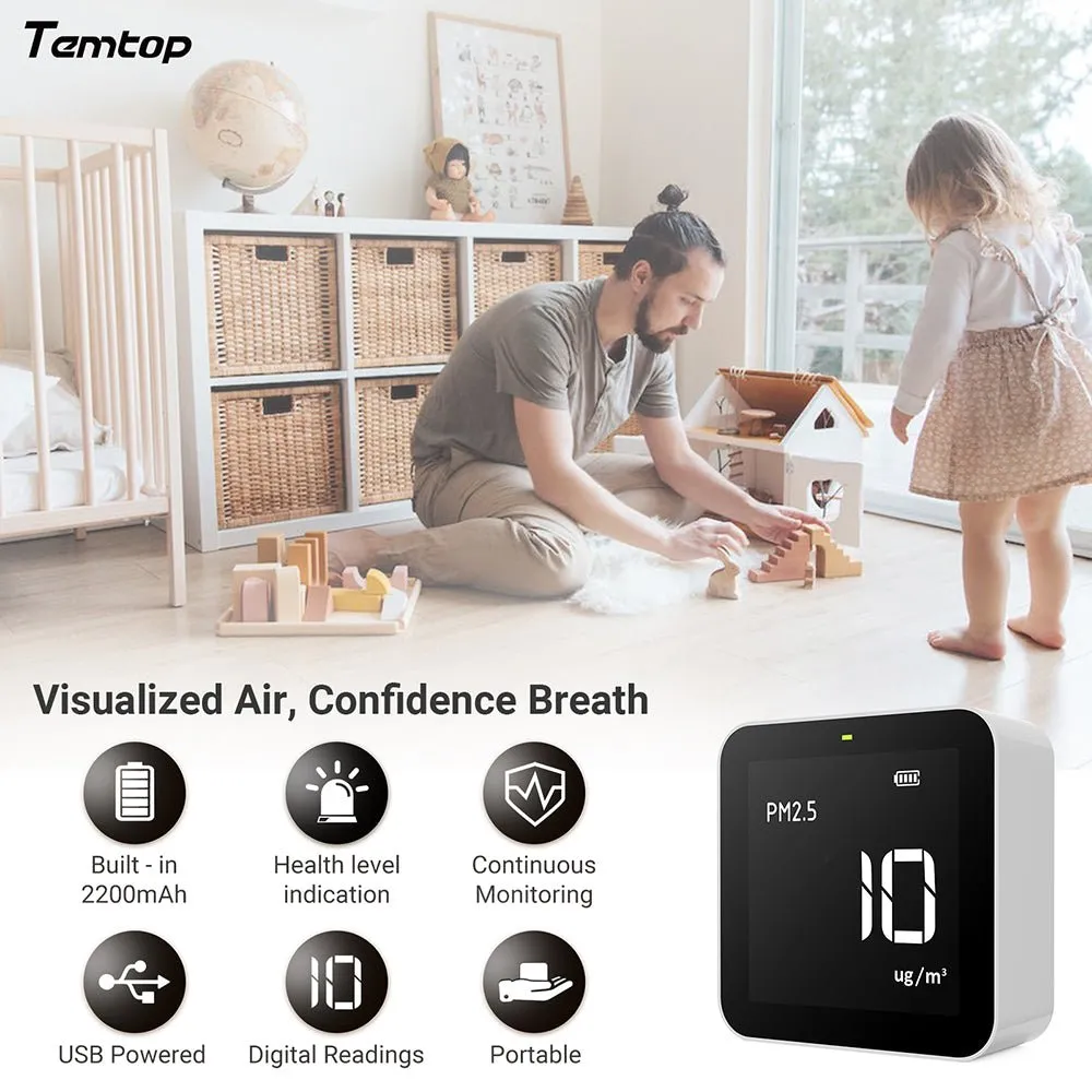 Temtop M10 Real-time Air Quality Meter for PM2.5 TVOC HCHO AQI