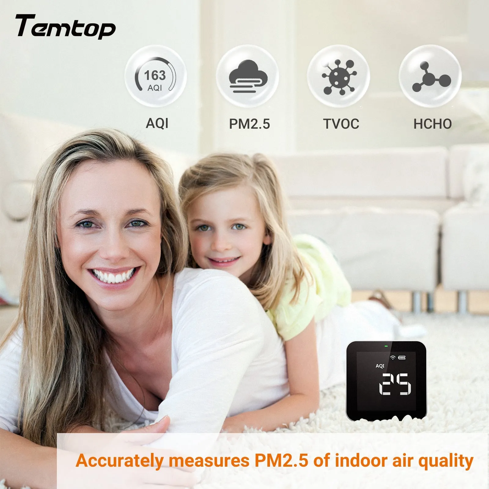 Temtop M10i WiFi Air Quality Monitor for AQI PM2.5 TVOC Formaldehyde with Free Mobile App