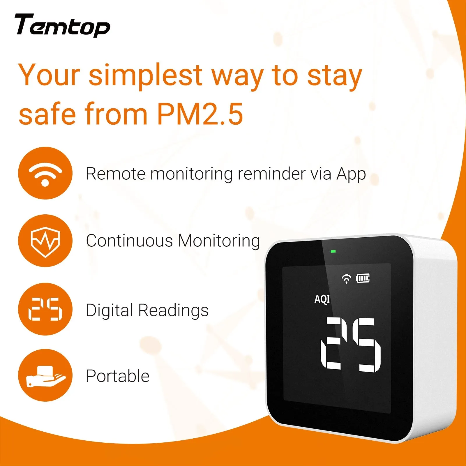 Temtop M10i WiFi Air Quality Monitor for AQI PM2.5 TVOC Formaldehyde with Free Mobile App