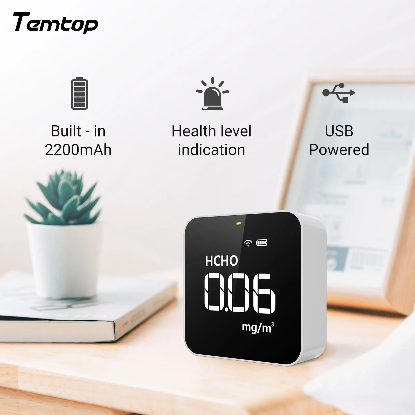 Temtop M10i WiFi Air Quality Monitor for AQI PM2.5 TVOC Formaldehyde with Free Mobile App