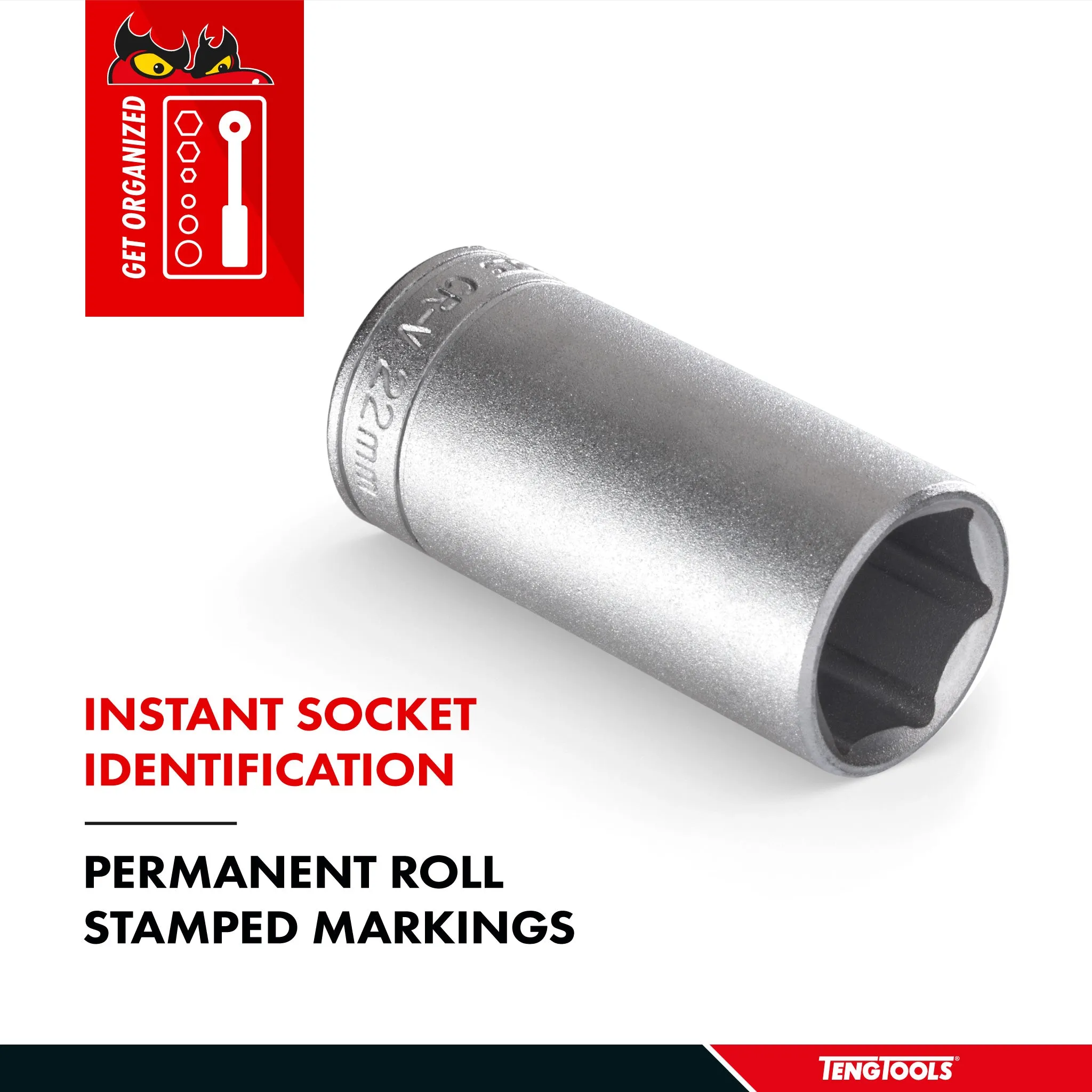 Teng Tools 1/4 Inch Drive 6 Point Metric Deep Chrome Vanadium Sockets