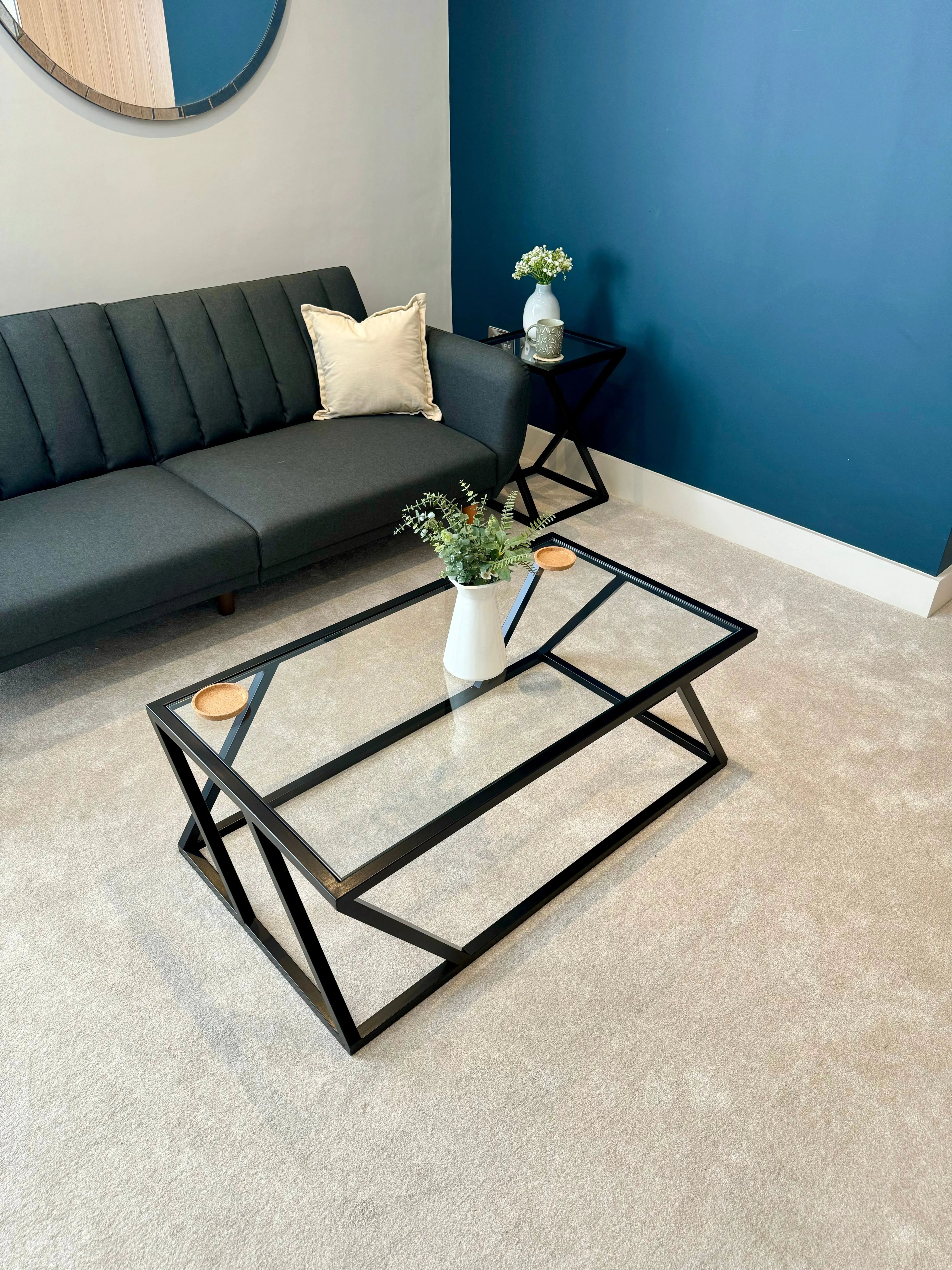 Twisted Glass Metal Coffee Table