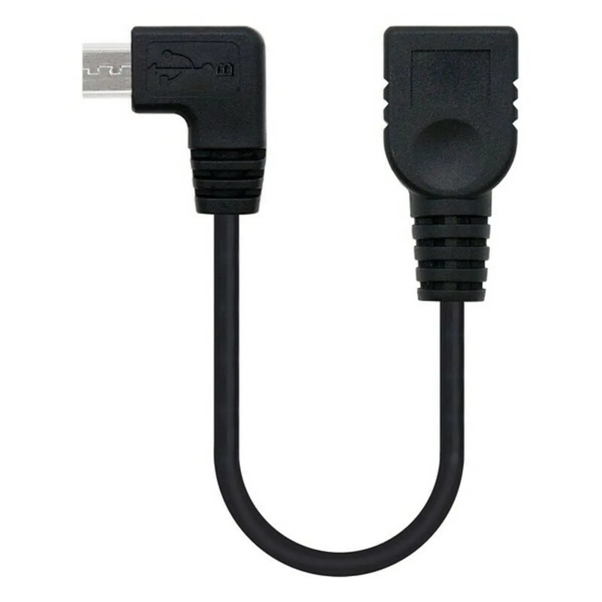 USB 2.0 A to USB B Cable NANOCABLE CABLE USB 2.0 OTG ACODADO, TIPO MICRO B/M-A/H, NEGRO, 15 CM 15 cm Black Male Plug/Socket