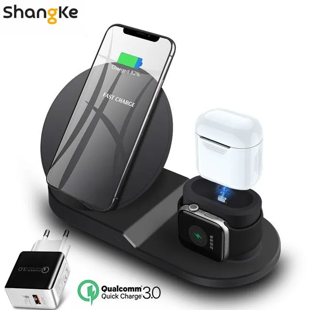 Wireless Charger Stand for iPhone AirPods Apple Watch, Charge Dock Station Charger for Apple Watch Series 4/3/2/1 iPhone X 8 XS