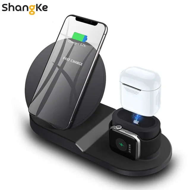 Wireless Charger Stand for iPhone AirPods Apple Watch, Charge Dock Station Charger for Apple Watch Series 4/3/2/1 iPhone X 8 XS